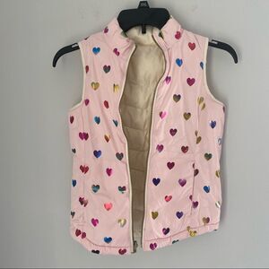GAP Kids Girls Reversible Puffer Vest with Hearts